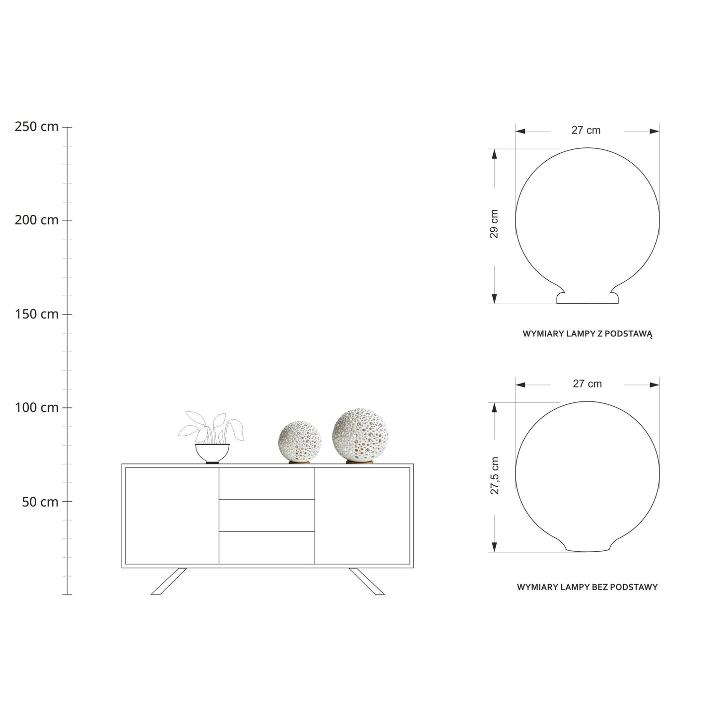 Lampa MOON Shine bez podstawy - projekcja światła